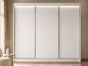 Schiebetürenschrank 250 cm mit LED-Beleuchtung Diano Weiß