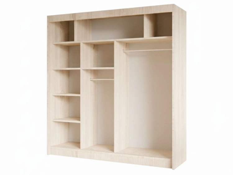 Schiebetürenschrank mit geriffelter Front 200 cm Fano Eiche Sonoma, Schwarz