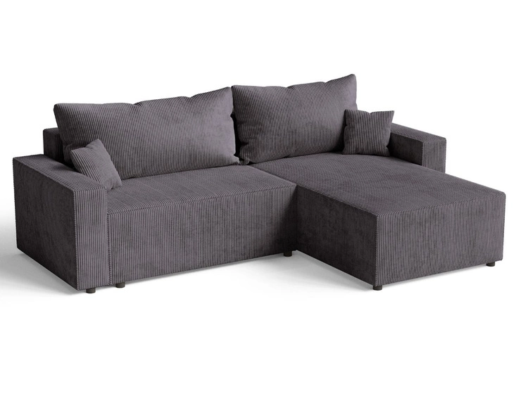 Ecksofa L-Form mit Schlaffunktion und Bettkasten Nivo Graphit