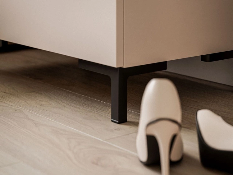 Nachttisch mit zwei Schubladen auf Schwarzen Beinen Nuveo Kaschmir