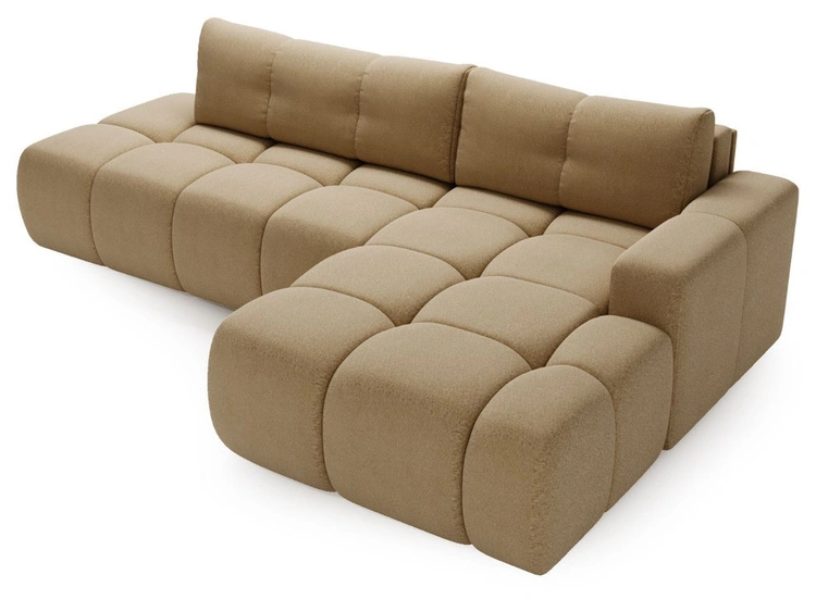 Ecksofa L-Form Rechts mit Schlaffunktion und Bettkasten Montero Hellbraun