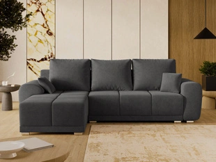 Ecksofa L-Form mit Schlaffunktion und Bettkasten Monti Links Anthrazit