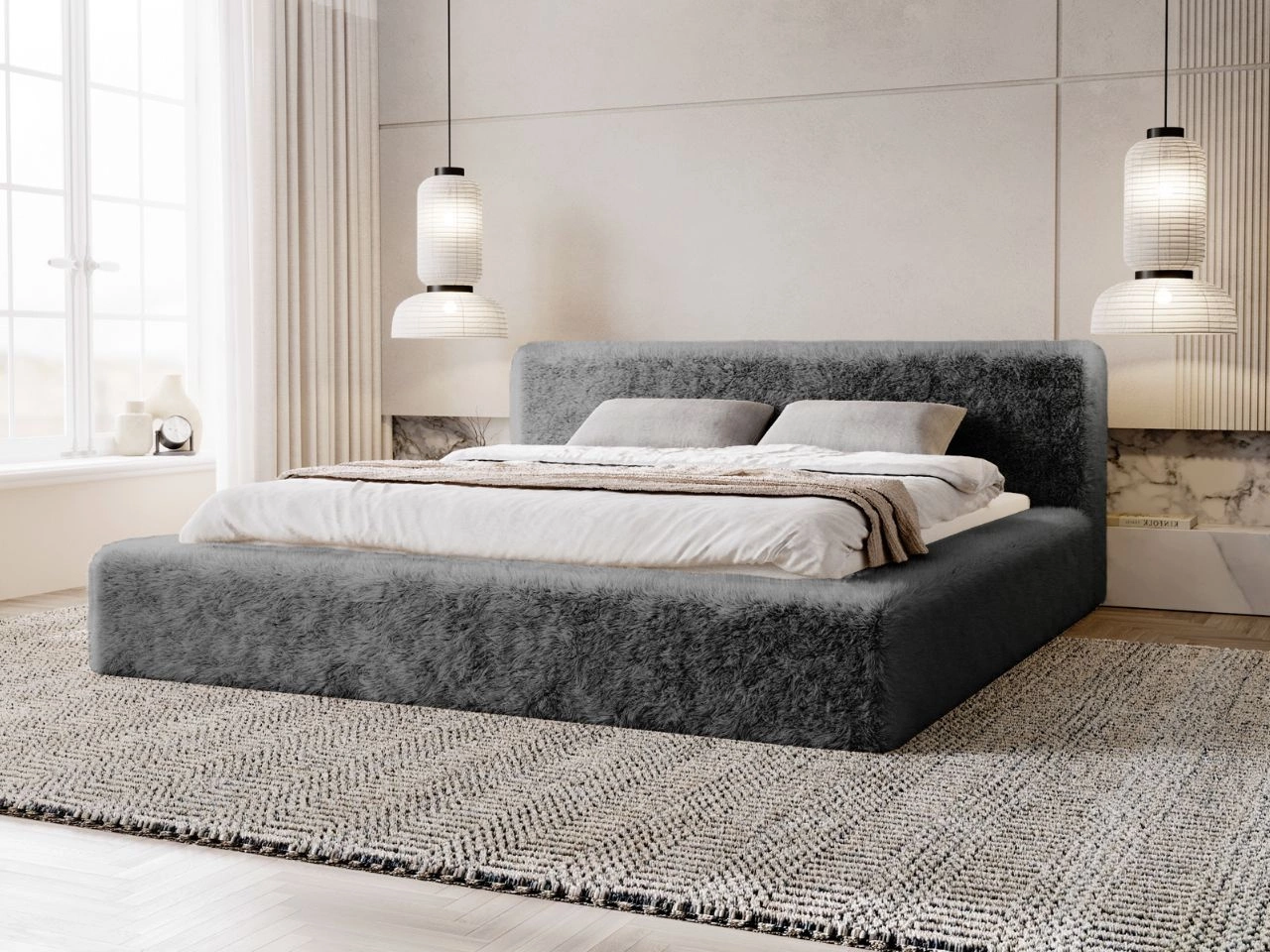 Polsterbett mit Bettkasten und Lattenrost 120x200 Enjoy Grau