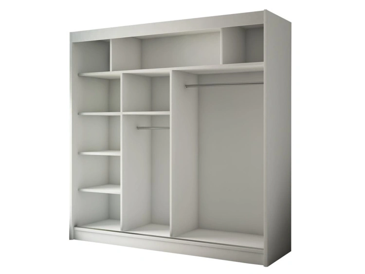 Schiebetürenschrank mit Lamellen 200 cm Loreto Weiß