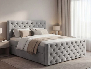 Boxspringbett mit Bettkasten 140x200 Montego Hellgrau