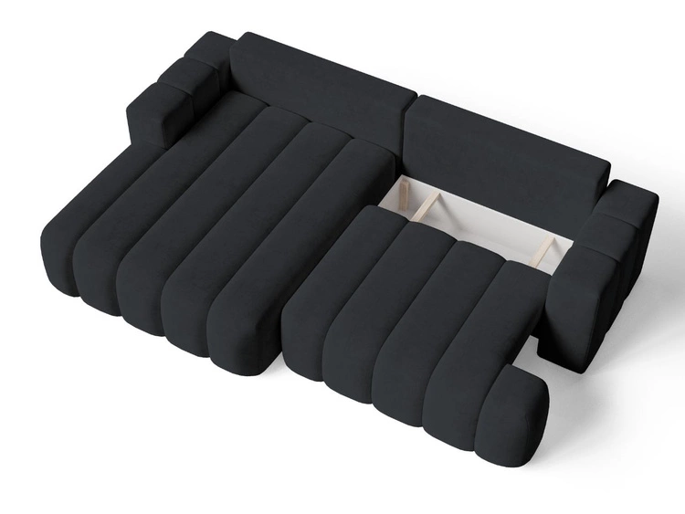 Ecksofa L-Form Links mit Schlaffunktion und Bettkasten Caleo Schwarz