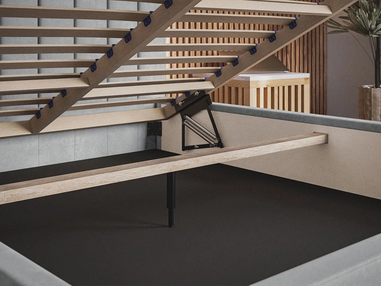 Polsterbett mit Bettkasten und Lattenrost 140x200 Sesto Grau