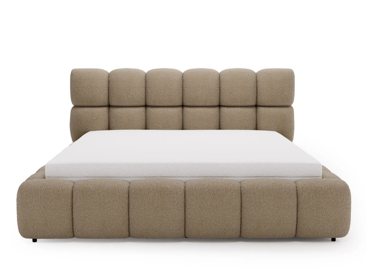 Polsterbett mit Bettkasten und Lattenrost 200x200 Modo aus Bouclé-Stoff Braun