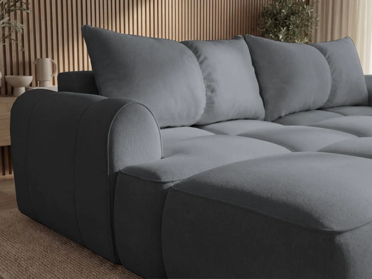 Ecksofa L-Form Links mit Schlaffunktion und Bettkasten Bonno Dunkelgrau