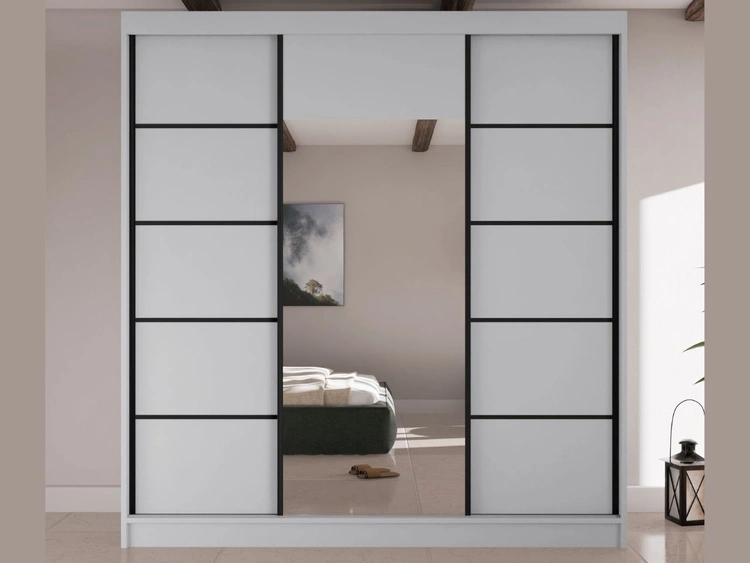 Schiebetürenschrank mit Spiegel 200 cm Maia Weiß