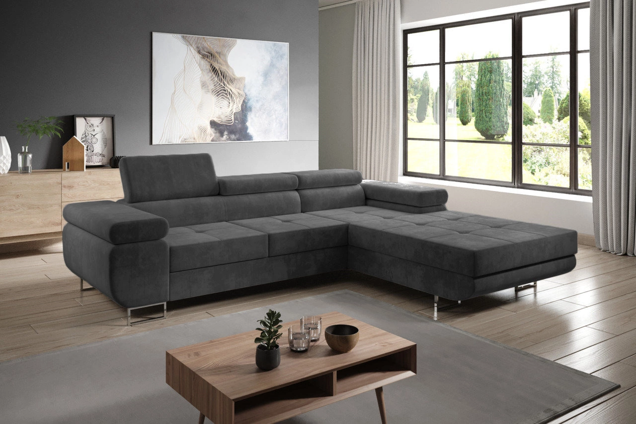 Modern Ecksofa rechts Solam - Dunkelgrau