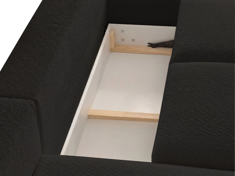 Ecksofa L-Form mit Schlaffunktion und Bettkasten Avelin Rechts Schwarz