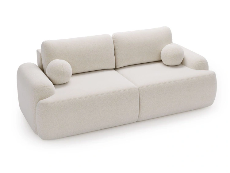 Sofa mit Schlaffunktion und Bettkasten Aurio Creme