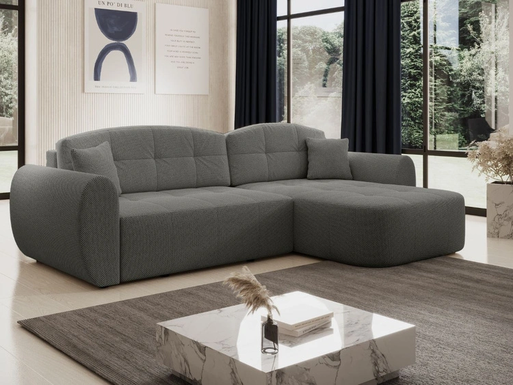 Ecksofa L-Form mit Schlaffunktion und Bettkasten Avessio Grau