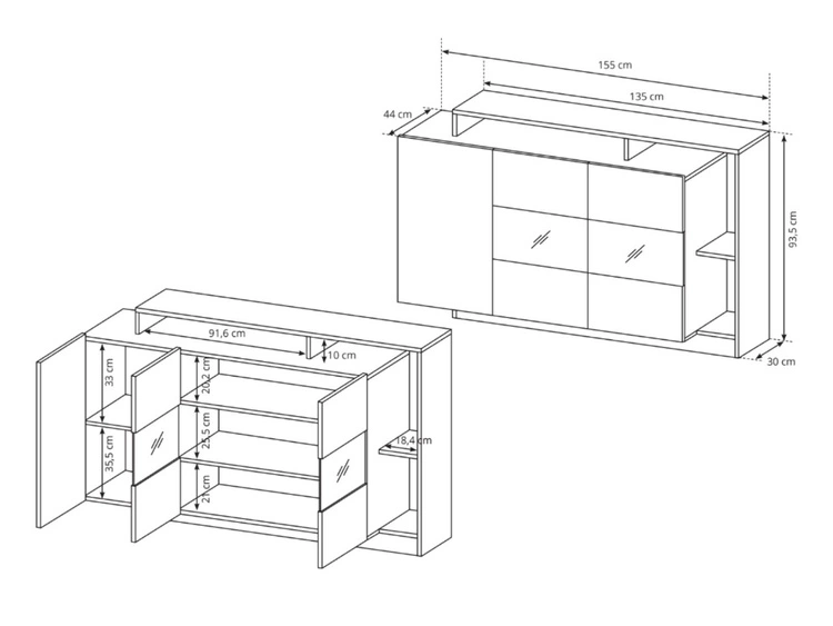 Stilvoll Wohnzimmer-Set Alvano Eiche craft, Schwarz