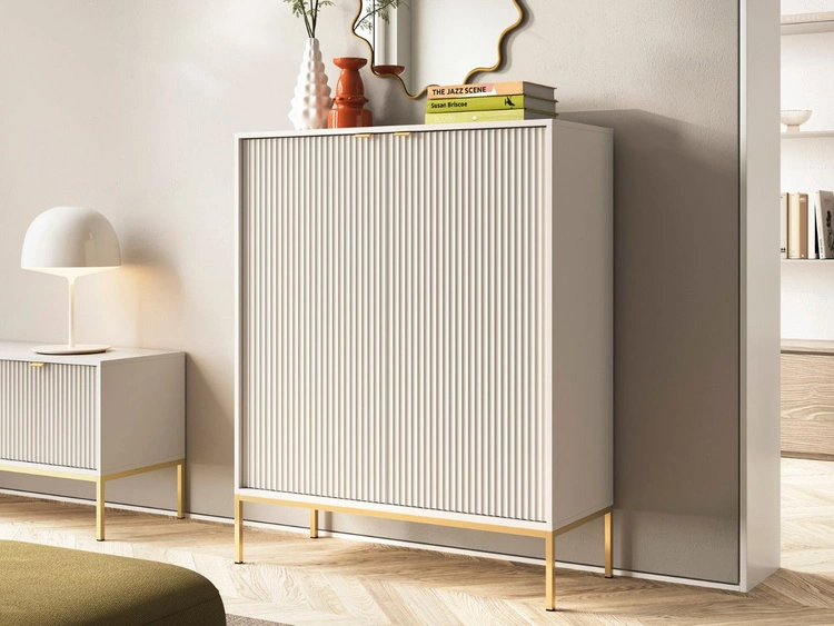 Wohnzimmerset Amber Kaschmir auf goldenen Beinen