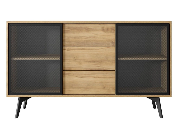 Kommode mit Türen und Schubladen Soil Barock Eiche, Schwarz