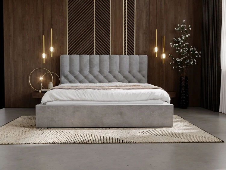 Polsterbett mit Bettkasten und Lattenrost 160x200 Roma Grau