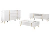 Wohnzimmer-Set mit goldenen Metallbeinen im Glamour-Stil Lunelie Weiß Hochglanz