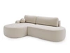 Ecksofa L-Form Links mit Schlaffunktion und Bettkasten Aurio O Creme