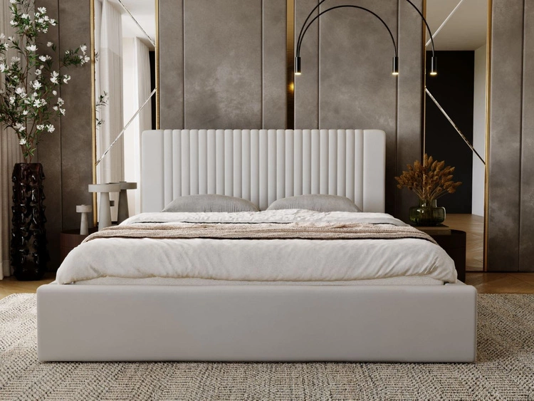 Polsterbett mit Bettkasten und Lattenrost 140x200 Malmo Hellgrau