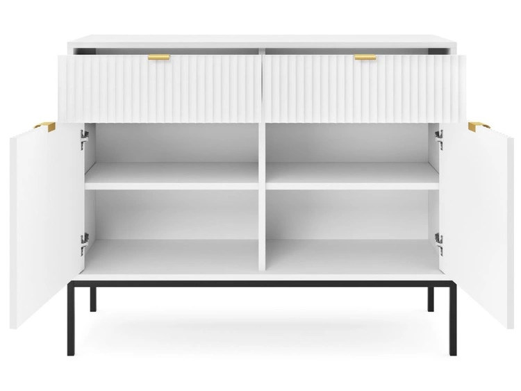 Kommode mit Türen und Schubladen Amber Weiß, Schwarz Frame