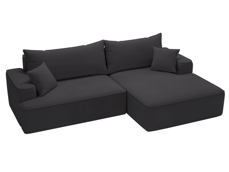 Ecksofa L-Form Rechts mit Schlaffunktion und Bettkasten California Schwarz