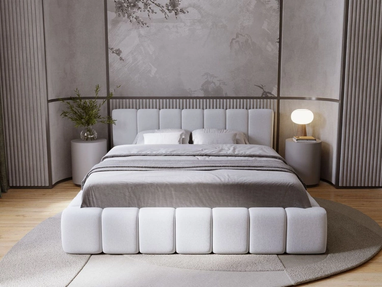 Polsterbett mit Bettkasten und Lattenrost 140x200 Orio Grau