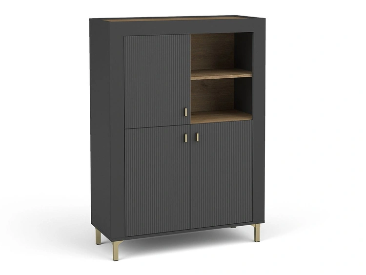 Kommode mit Türen und LED-Beleuchtung Messina Schwarz