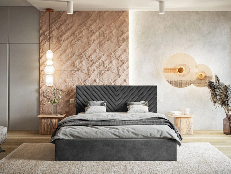 Polsterbett mit Bettkasten und Lattenrost 180x200 Esma Dunkelgrau