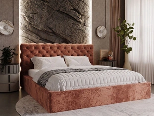 Polsterbett mit Bettkasten und Lattenrost 180x200 Apollo Rosa