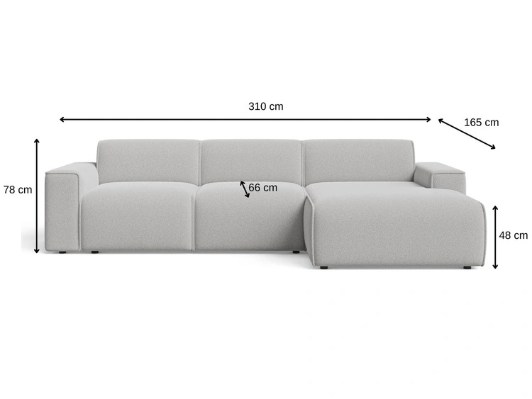 Ecksofa L-Form Rechts Lavia Bouclé-Stoff Hellbeige