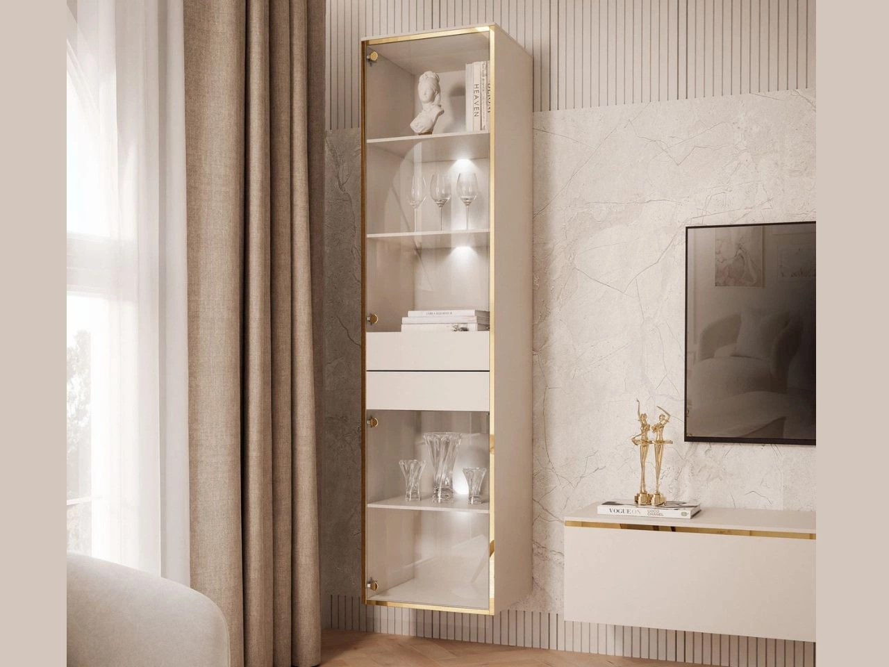 Hängende Glasvitrine mit LED-Beleuchtung im Glamour-Stil Evare Kaschmir