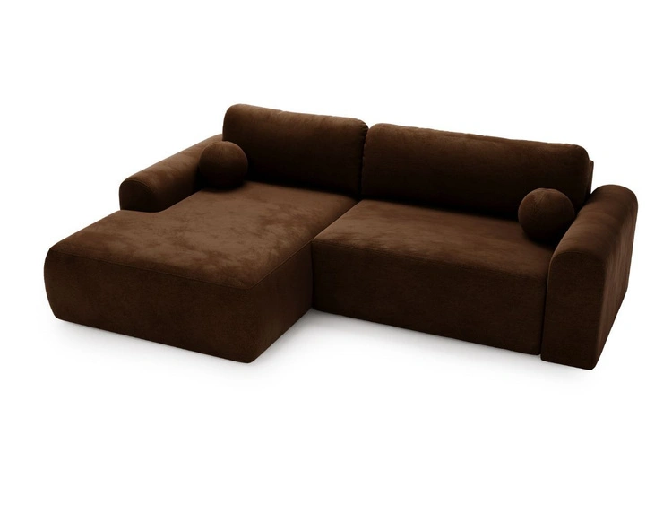 Ecksofa L-Form mit Schlaffunktion und Bettkasten Savana Links Braun