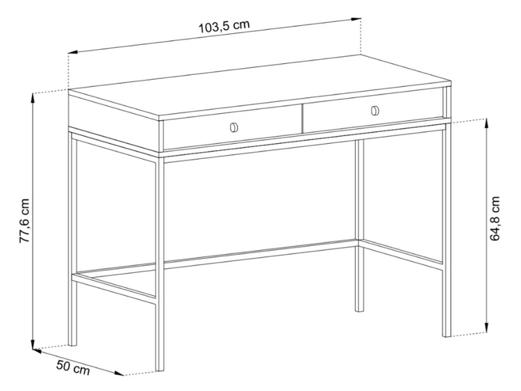 Schminktisch mit Schwarz Metallbeinen Amor Marineblau