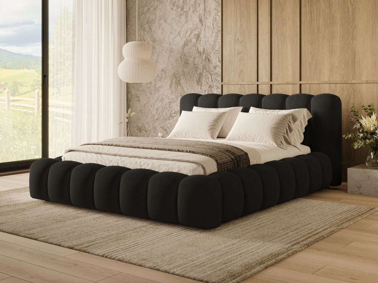 Polsterbett mit Bettkasten und Lattenrost 160x200 Averia Schwarz