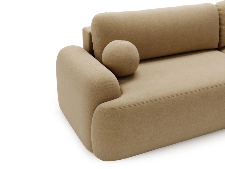 Ecksofa L-Form Rechts mit Schlaffunktion und Bettkasten Aurio Hellbraun