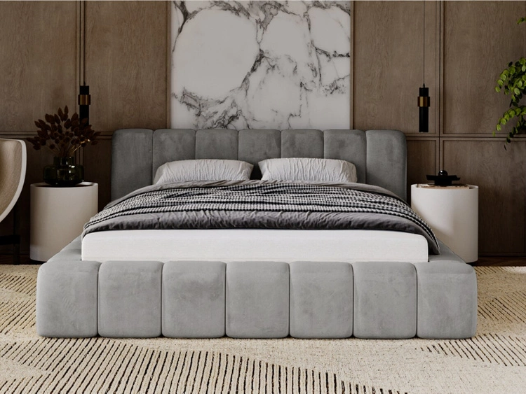 Polsterbett mit Bettkasten und Lattenrost 160x200 Ibiza Grau