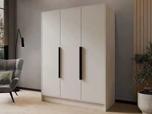 Kleiderschrank 150 cm Perugia Kaschmir mit schwarzen Griffen