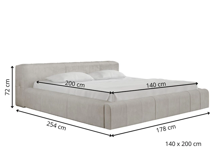 Polsterbett mit Bettkasten und Lattenrost 140x200 Lipari Beige