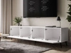 TV-Lowboard mit Türen auf Schwarzen Metallbeinen 200 cm Nodoo Weiß Hochglanz