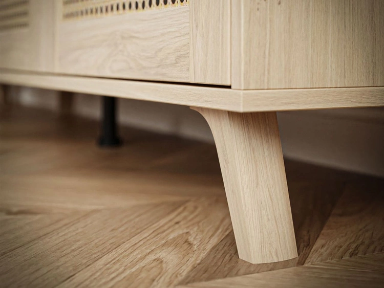 TV-Lowboard Boho mit zwei Türen und Front in Flechtoptik Bellance Eiche Puccini