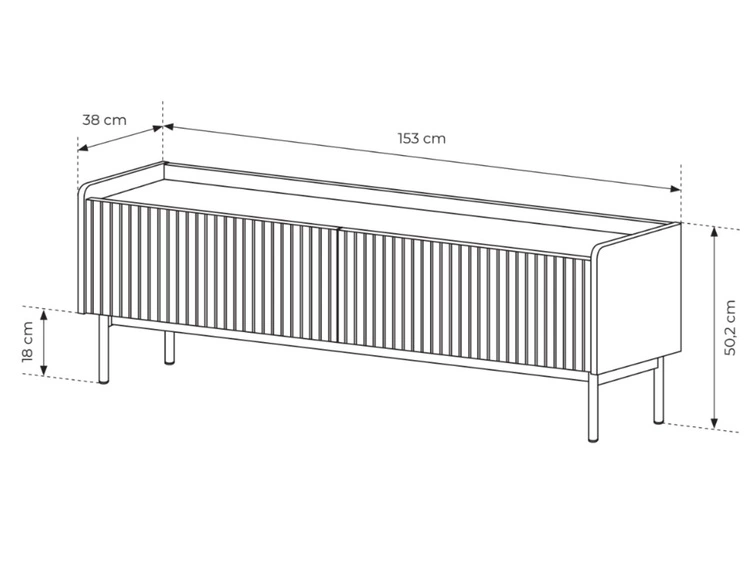 TV-Lowboard mit Türen Abios Beige, Scandi Eiche