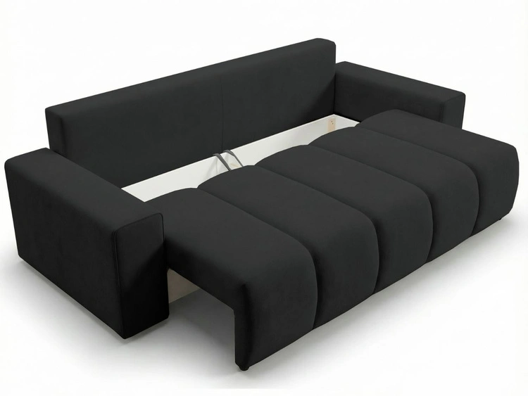 Schlafsofa mit Bettfunktion und Bettkasten Miro Schwarz