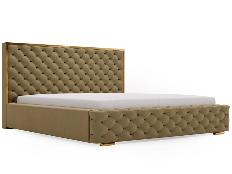 Polsterbett mit Bettkasten und Lattenrost 200x200 Wave Braun