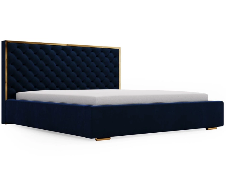 Polsterbett mit Bettkasten und Lattenrost 200x200 Bonito Dunkelblau
