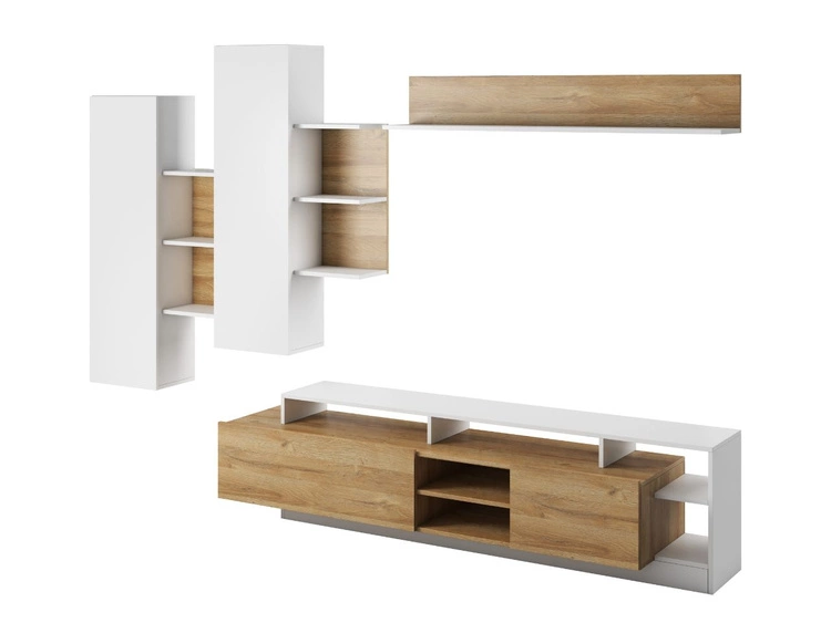 Stilvoll Wohnzimmer-Set Alvano Braun, Weiß