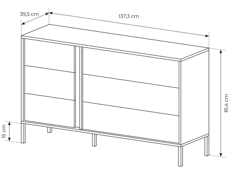 Kommode mit sechs Schubladen Dego Beige