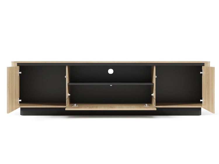 TV-Lowboard mit drei Türen Fascino Eiche Cremona / Schwarz