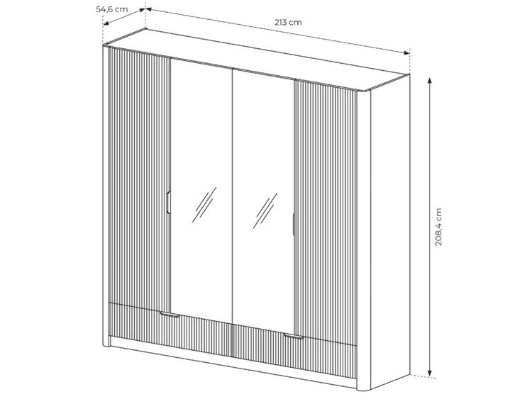 Kleiderschrank mit Spiegel Latina Beige